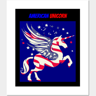 AMERICAN UNICORN 4th of july Posters and Art